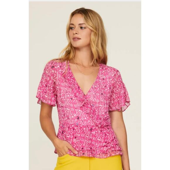 Tanya Taylor Bianka Wrap Top 4 Runs Small - Picture 1 of 10